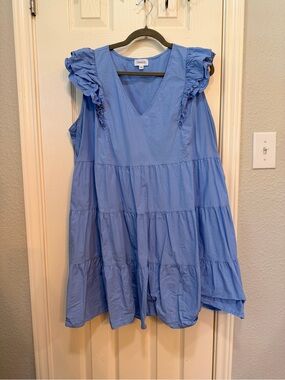 Lovelo Light Blue Ruffle Sleeve Mini Dress